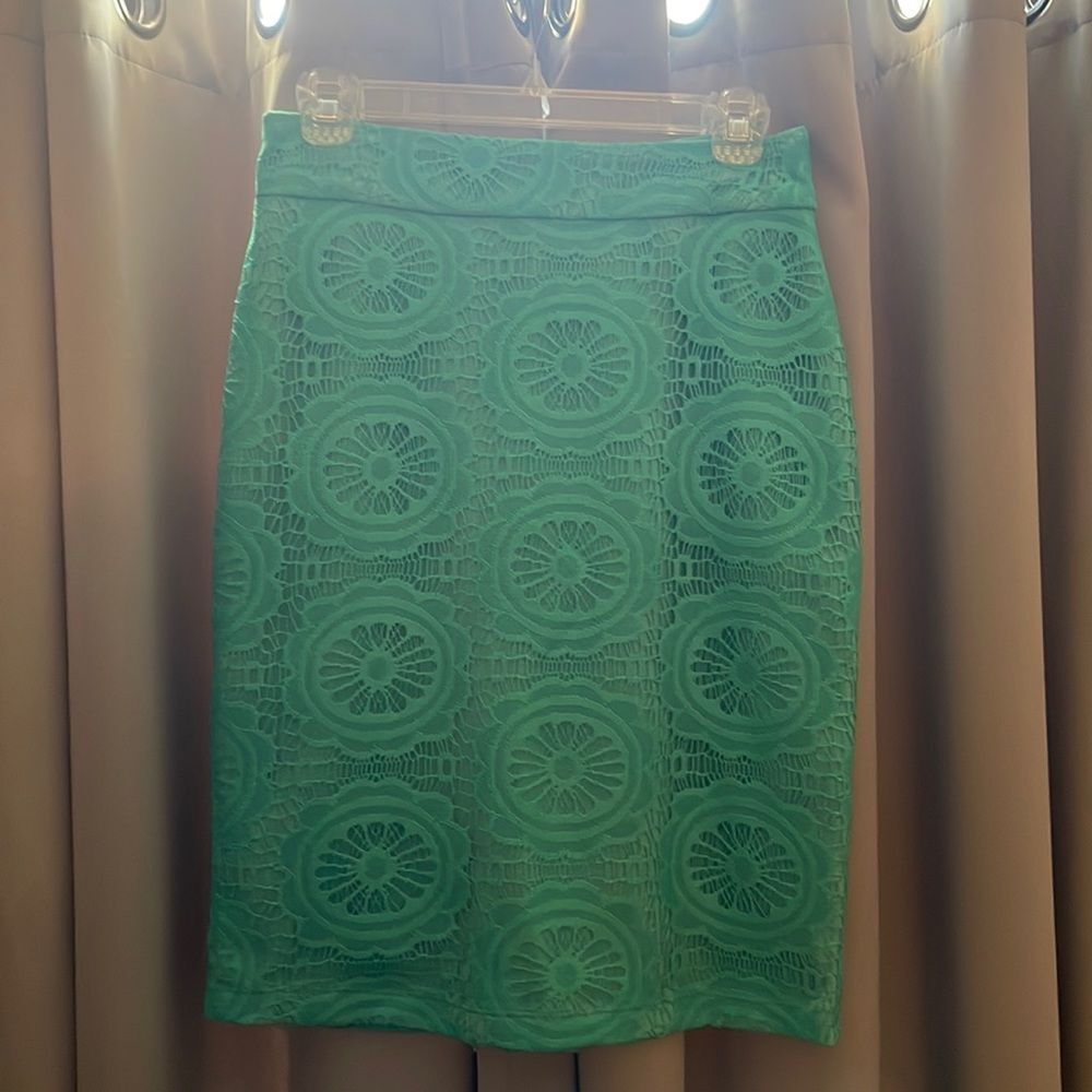 Teal lace professional skirt